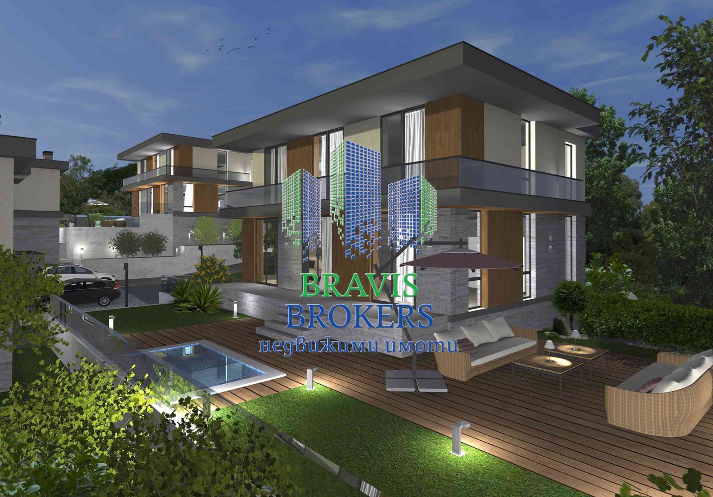 МЕСТНОСТ ТРАКАТА -- ЛУКСОЗНА КЪЩА С БАСЕЙН - ГАРАЖ И В ЦЕНАТА - ДНЕВНА - 70 КВ.М - 0