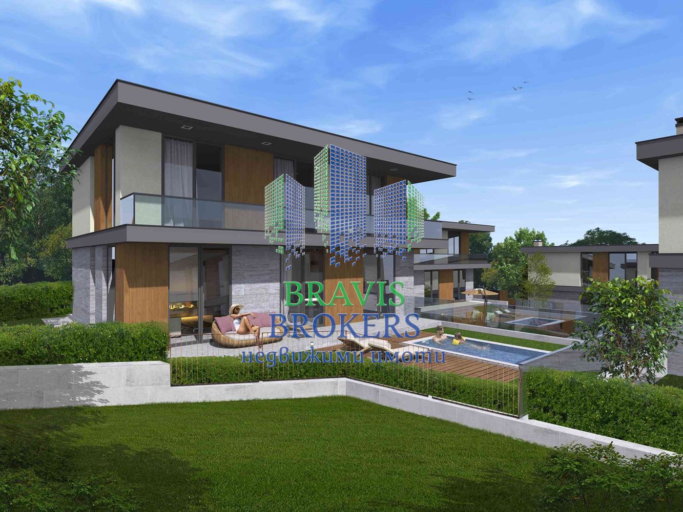 МЕСТНОСТ ТРАКАТА -- КОМПЕЛКС ОТ СЕДЕМ ЛУКСОЗНИ КЪЩИ ВСЯКА С БАСЕЙН -- ГАРАЖИ И ПАРКОМЕСТА В ЦЕНАТА - ДНЕВНИ = 60 КВ.М - 0