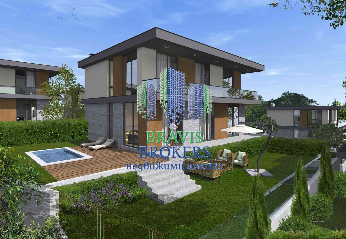 МЕСТНОСТ ТРАКАТА -- ЛУКСОЗНА КЪЩА С БАСЕЙН - ГАРАЖ И В ЦЕНАТА - ДНЕВНА - 70 КВ.М - 0